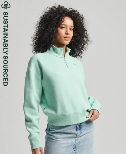 Superdry Women's Organic Cotton Vintage Logo Henley Sweatshirt Green / Minted Marl