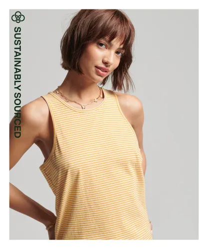 Superdry Womens Organic Cotton Vintage Logo Stripe Vest - Yellow