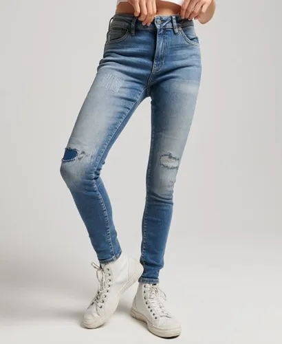 Superdry Women's Organic Cotton Vintage Mid Rise Skinny Jeans Dark Blue / Prince Mid Blue
