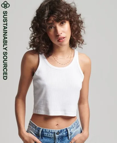 Superdry Women's Organic Cotton Vintage Ribbed Crop Vest Top White