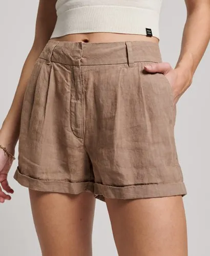Superdry Women's Overdyed Linen Shorts Brown / Fossil Brown