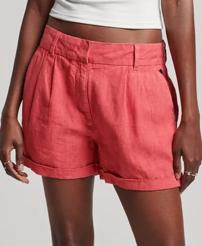 Superdry Women's Overdyed Linen Shorts Pink / Active Pink