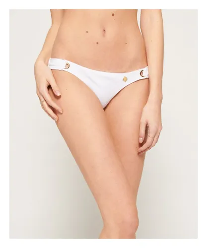 Superdry Womens Picot Textured Bikini Bottoms - White Polyamide