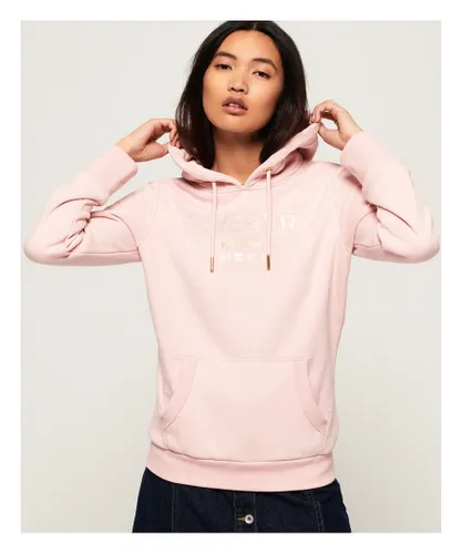 Superdry Womens Premium Brand Hoodie - Pink Cotton