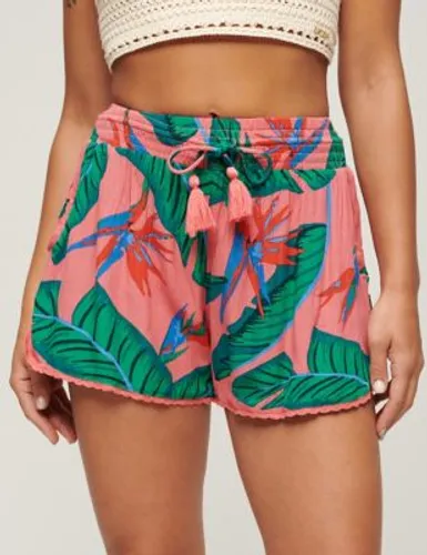 Superdry Womens Printed Wide Leg Shorts - 8 - Pink, Pink