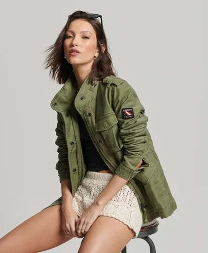 Superdry Women's Rookie Borg Lined Military Jacket Green / Vintage Khaki