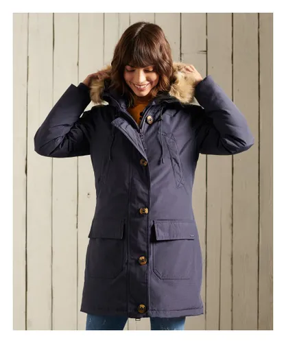 Superdry Womens Rookie Down Parka Jacket - Navy