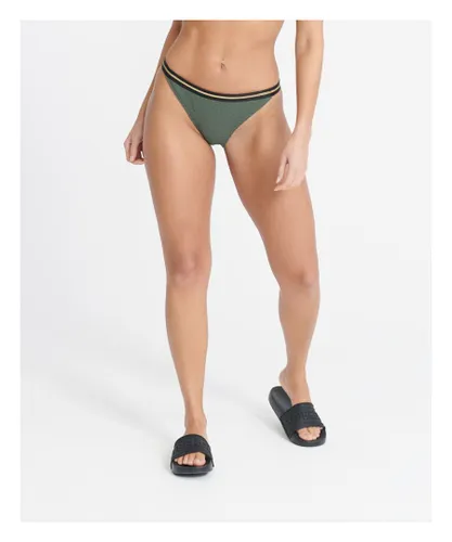 Superdry Womens Sahara Cheeky Bikini Bottoms - Green Polyamide