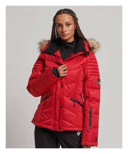 Superdry Womens Snow Luxe Puffer Jacket - Red