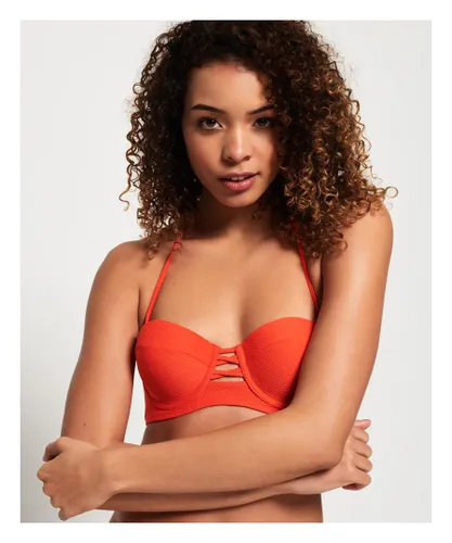 Superdry Womens Sophia Textured Cup Bikini Top - Orange Polyamide