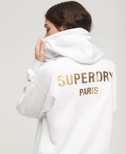 Superdry Women's Sport Luxe Oversized Hoodie White / Brilliant White