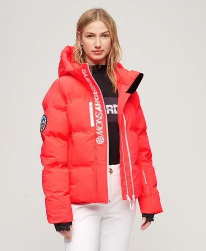 Superdry Women's Sport Ski Boxy Puffer Jacket Cream / Hyper Fire Coral
