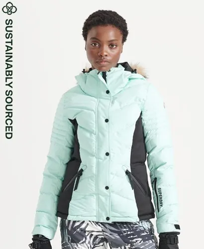Superdry Women's Sport Snow Luxe Puffer Jacket Light Blue