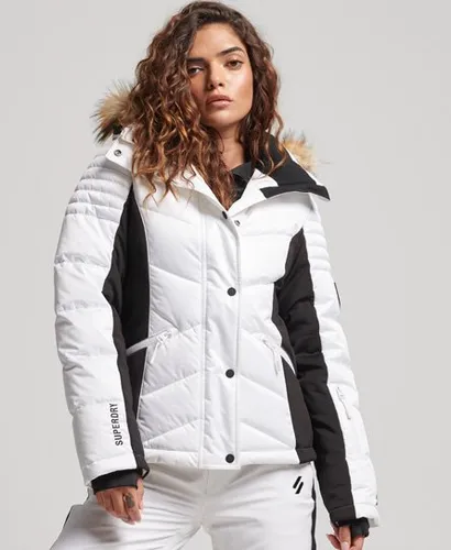Superdry Women's Sport Snow Luxe Puffer Jacket White / Optic