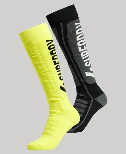 Superdry Women's Sport Snow Socks Twin Pack Multiple Colours / Black/Sulphur Spring