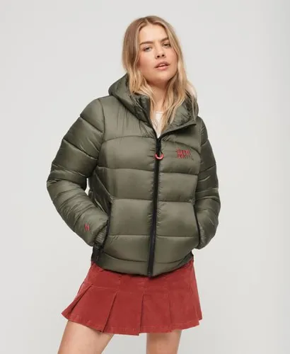 Superdry Women's Sports Puffer Bomber Jacket Green / Dusty Olive
