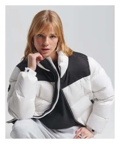 Superdry Womens Sportstyle Code Puffer Jacket - White Nylon