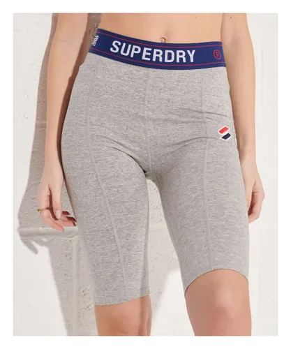 Superdry Womens Sportstyle Essential Cycling Shorts - Grey Cotton