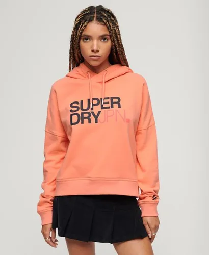 Superdry Women's Sportswear Logo Boxy Hoodie Cream / Fusion Coral