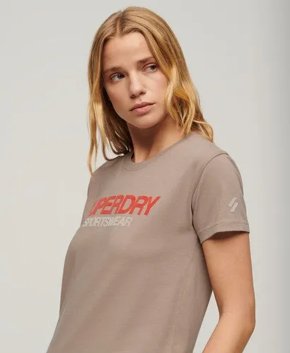 Superdry Women's Sportswear Logo Fitted T-Shirt Beige / Deep Beige Slub