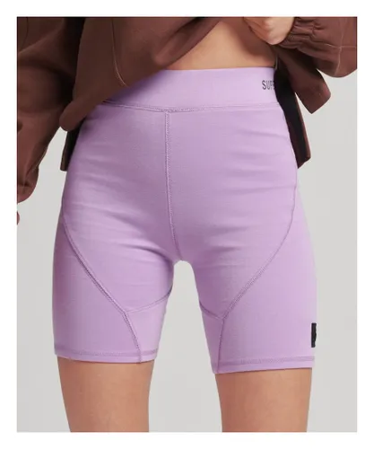 Superdry Womens Tech Cycling Shorts - Purple Cotton