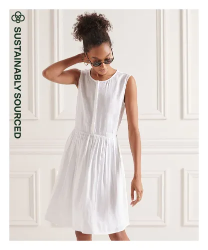 Superdry Womens Textured Day Dress - White Linen