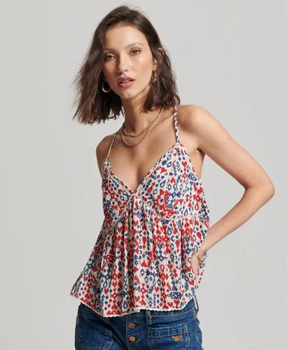 Superdry Women's Tiered Cami Top Red / Love Ikat Red