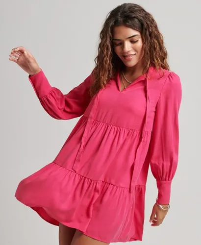 Superdry Women's Tiered Mini Dress Pink / Highland Berry