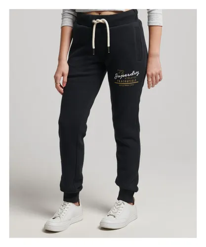 Superdry Womens Track & Field Joggers - Black Cotton