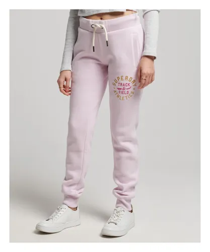 Superdry Womens Track & Field Joggers - Pink Cotton