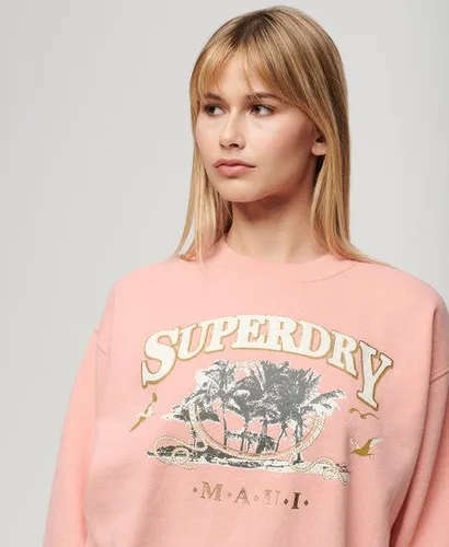Superdry Women's Travel Souvenir Loose Sweatshirt Pink / Peach Pink Marl