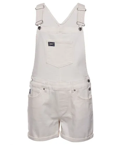 Superdry Womens Utility Dungaree Shorts - Cream Cotton
