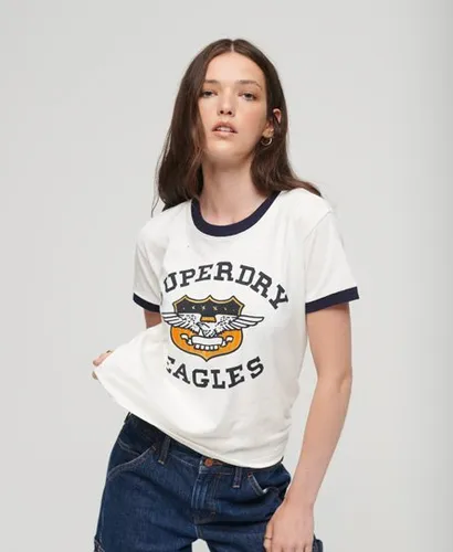 Superdry Women's Vintage Americana Graphic T-Shirt White / Ecru/ Rich Navy