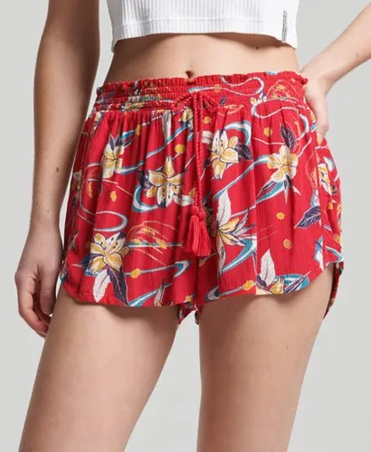 Superdry Women's Vintage Beach Printed Shorts Red / Red Lily Aop