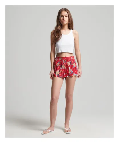 Superdry Womens Vintage Beach Printed Shorts - Red