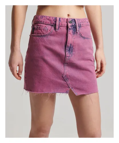 Superdry Womens Vintage Denim Mini Skirt - Pink Cotton