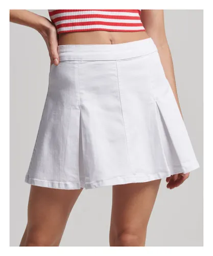 Superdry Womens Vintage Line Pleat Skirt - White Cotton