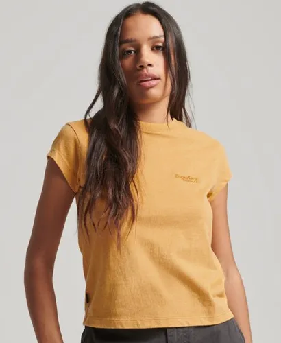 Superdry Women's Vintage Logo Cap Sleeve T-Shirt Yellow / Ochre Marl