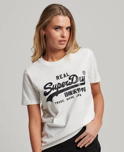 Superdry Women's Vintage Logo Embellished T-shirt White / Off White