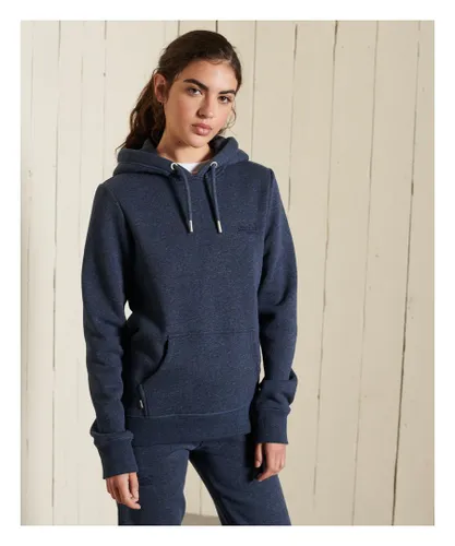 Superdry Womens Vintage Logo Embroidered Hoodie - Navy Cotton