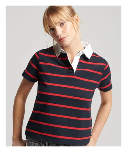 Superdry Womens Vintage Stripe Rugby Top - Navy Cotton