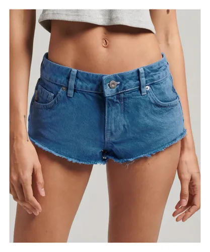 Superdry Womens Washed Hot Shorts - Blue Cotton