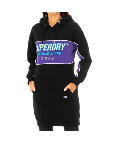 Superdry Womenss Long Sleeve Hoodie W8000011A - Black Cotton