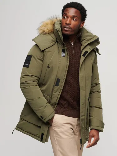 Superdry XPD Everest Faux Fur Hooded Parka - Washed Khaki - Male