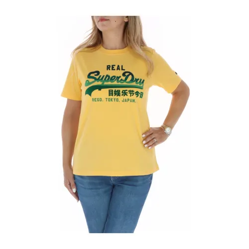Superdry , Yellow Womens T-shirt ,Yellow female, Sizes: