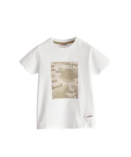 Superga Childrens Unisex Childrens/Kids Camo Logo Capped Sleeved T-Shirt (White) Cotton