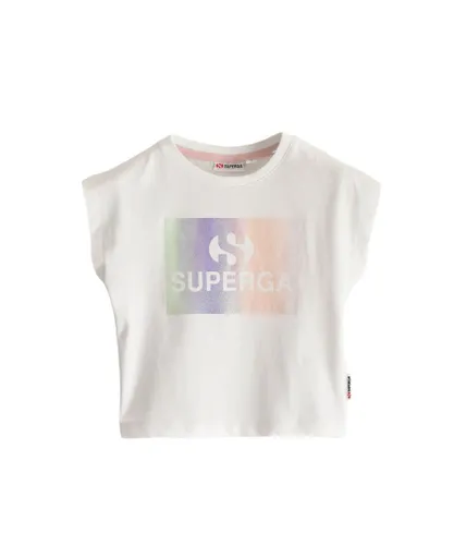 Superga Childrens Unisex Childrens/Kids Glitter Cropped T-Shirt (White) Cotton