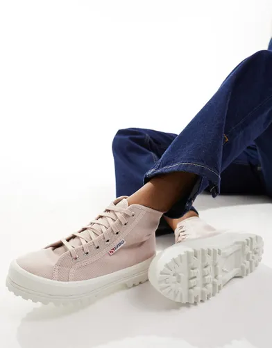 Superga high top chunky sole trainers in pink