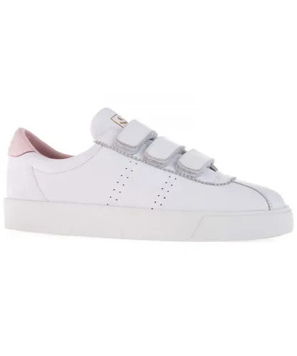Superga Womens/Ladies 2870 Sport Club S Leather 3 Touch Fastening Strap Trainers (White/Light Pink)