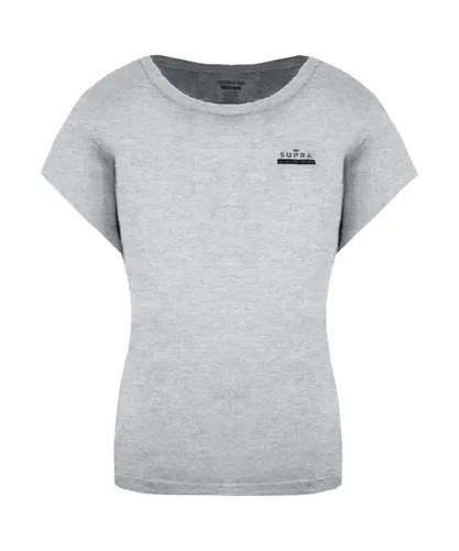 Supra Short Sleeve Round Neck Grey Womens International T-Shirt 192223 020 - Light Grey Cotton